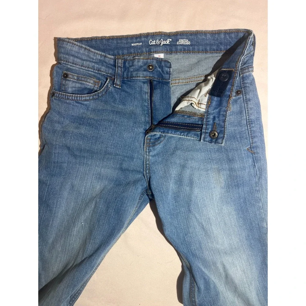 Cat and Jack Stretch Bookcut Light Wash Blue Jeans Girls SZ 10 Adjustable E9